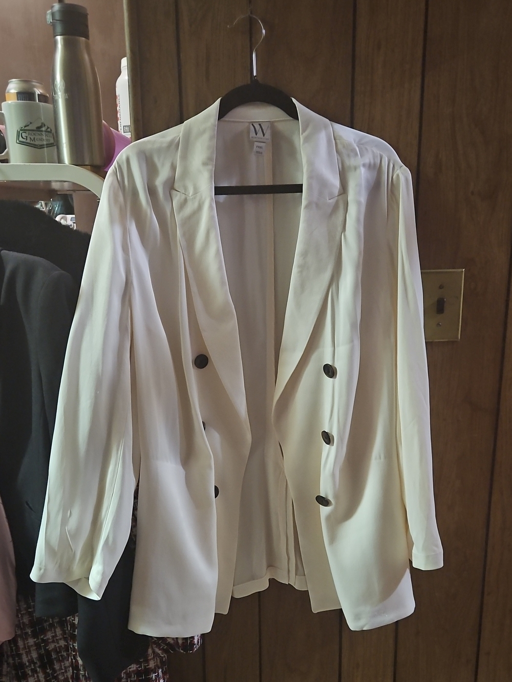 Worthington Dressy Off-white Cream Double Breasted Blazer /Jacket Petite XXL
